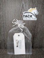 Black Heart Bridle Charm, White Silk Bag

