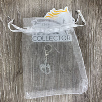 Flower Bridle Charm, White Silk Bag
