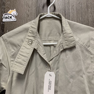 LS Show Shirt, attached button collar *fair, clean, older, seam puckers, stained, undone seam stitching