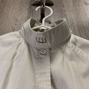LS Show Shirt, attached button collar *fair, clean, older, seam puckers, stained, undone seam stitching