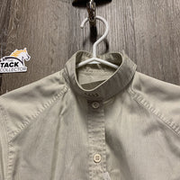 LS Show Shirt, attached button collar *fair, clean, older, seam puckers, stained, undone seam stitching