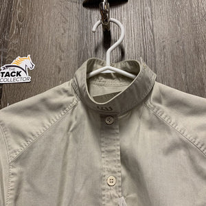 LS Show Shirt, attached button collar *fair, clean, older, seam puckers, stained, undone seam stitching