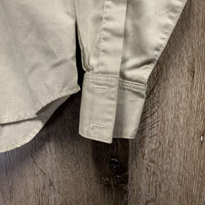 LS Show Shirt, attached button collar *fair, clean, older, seam puckers, stained, undone seam stitching
