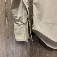 LS Show Shirt, attached button collar *fair, clean, older, seam puckers, stained, undone seam stitching
