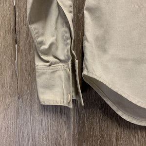 LS Show Shirt, attached button collar *fair, clean, older, seam puckers, stained, undone seam stitching