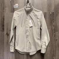 LS Show Shirt, attached button collar *fair, clean, older, seam puckers, stained, undone seam stitching

