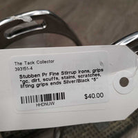 Pr Fine Stirrup Irons, grips *gc, dirt, scuffs, stains, scratches, lifting grips ends