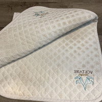 Quilted Dressage Pad, emb *gc, clean, stains, mnr hair, pilly, sm tears
