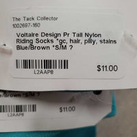 Pr Tall Nylon Riding Socks *gc, hair, pilly, stains
