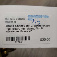 Brass Chifney Bit, 3 Spring snaps *gc, clean, mnr stains, film & scratches
