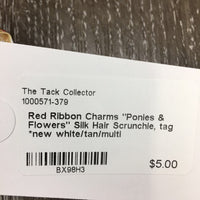 "Ponies & Flowers" Silk Hair Scrunchie, tag *new