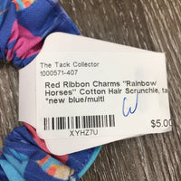 "Rainbow Horses" Cotton Hair Scrunchie, tag *new
