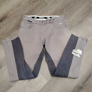 Hvy Cotton Breeches *fair, older, discolored, dingy, stretched knees, stained seat, mnr seam holes