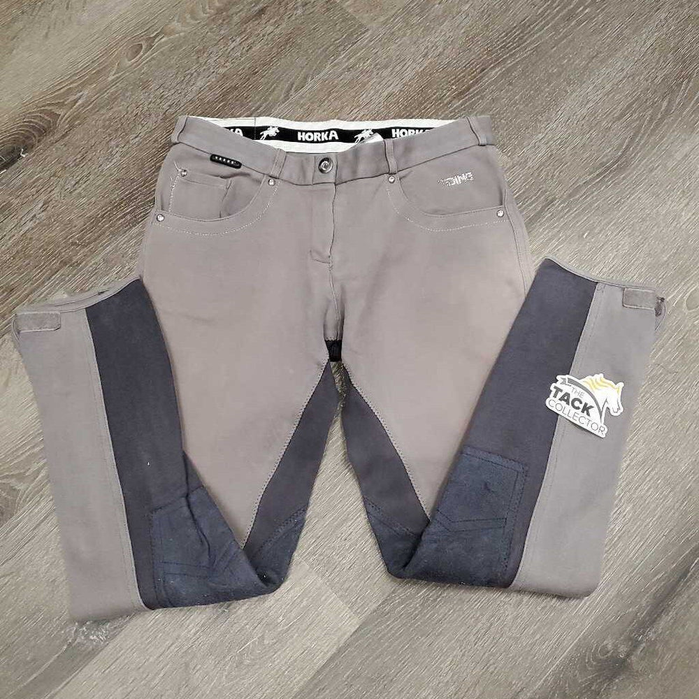 Hvy Cotton Breeches *fair, older, discolored, dingy, stretched knees, stained seat, mnr seam holes