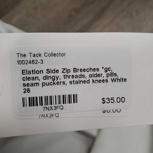 Side Zip Breeches *gc, clean, dingy, threads, older, pills, seam puckers, stained knees