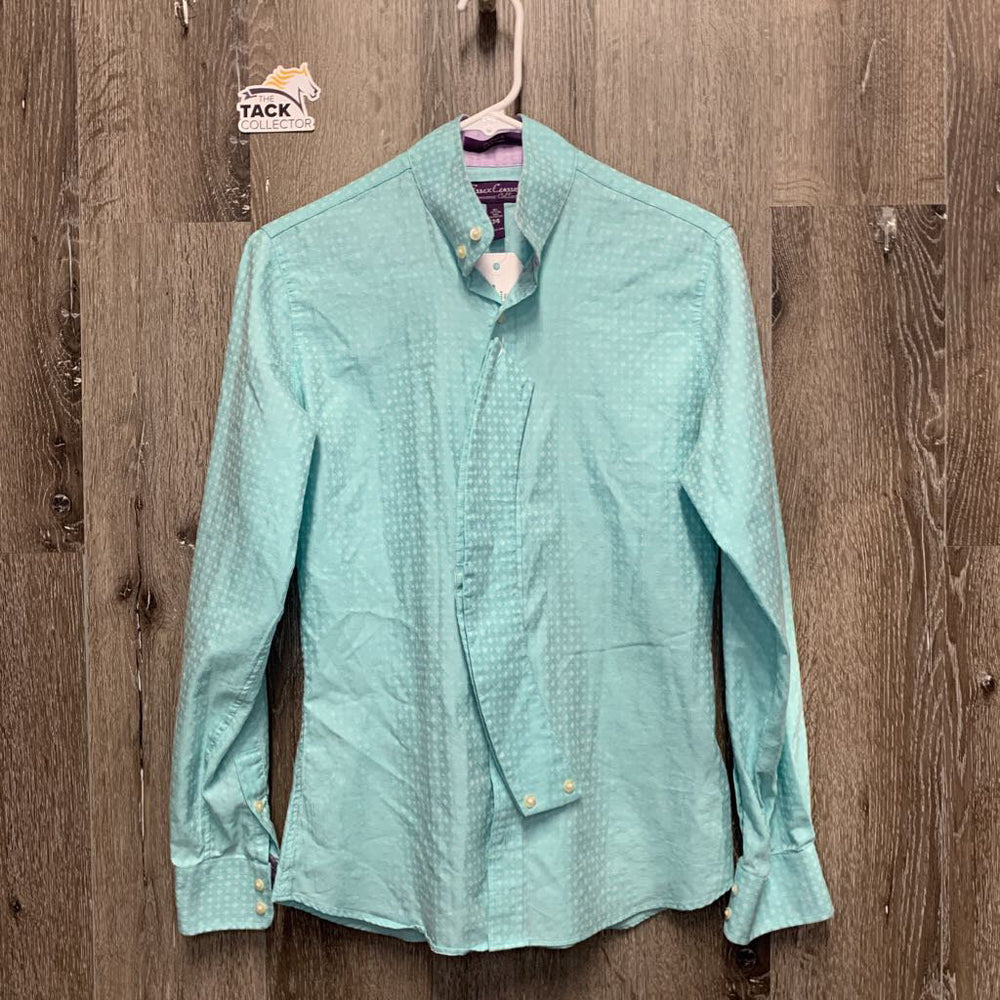 LS Show Shirt, 2 Button collars *gc, older, seam puckers, crinkles
