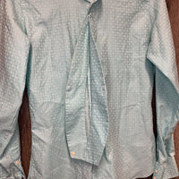 LS Show Shirt, 2 Button collars *gc, older, seam puckers, crinkles
