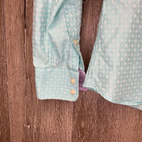 LS Show Shirt, 2 Button collars *gc, older, seam puckers, crinkles

