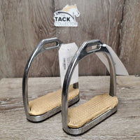 Pr Hvy Stirrup Irons, grips *gc, scratches, torn/dry grips, mnr dirt, stains & bubbles
