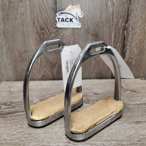 Pr Hvy Stirrup Irons, grips *gc, scratches, torn/dry grips, mnr dirt, stains & bubbles