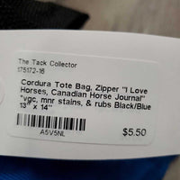 Cordura Tote Bag, Zipper "I Love Horses, Canadian Horse Journal" *vgc, mnr stains, & rubs