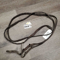 Thick Soft FS Rsd Braided Reins *fair, stiff, v.dirty, unstitched lace ends, creases, bent, loose hooks, rubs, dents
