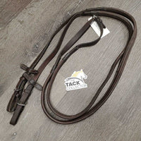 Narrow Smooth Rubber Reins, buckles *fair, v.rubbed/scraped edgs, stiff, dry, dirty, twists