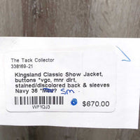 Show Jacket, buttons *vgc, mnr dirt, stained/discolored back & sleeves

