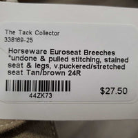 Euroseat Breeches *undone & pulled stitching, stained seat & legs, v.puckered/stretched seat

