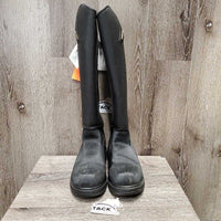 Pr Tall Winter Riding Boots, Zips *gc, scratches, clean, rubs, stains, elastic: popped & stretched, mnr hair, dusty
