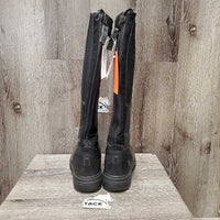 Pr Tall Winter Riding Boots, Zips *gc, scratches, clean, rubs, stains, elastic: popped & stretched, mnr hair, dusty