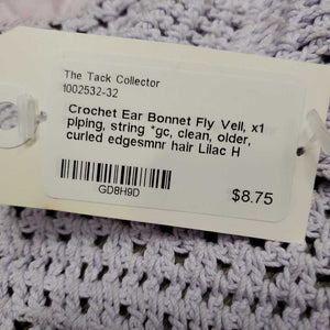 Crochet Ear Bonnet Fly Veil, x1 piping, string *gc, clean, older, curled edgesmnr hair