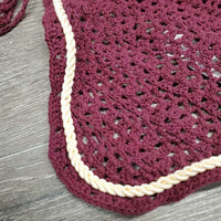 Crochet Ear Bonnet Fly Veil, x1 piping, string *gc, clean, older, v.mnr curled edges