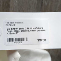 LS Show Shirt, 2 Button Collars *vgc, older, crinkled, seam puckers
