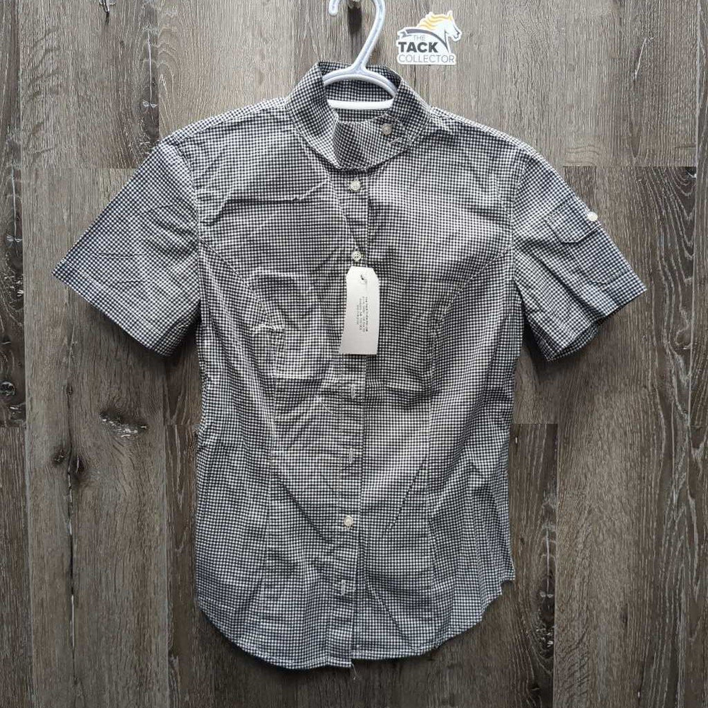 SS Show Shirt, attached button collar *vgc,older, seam puckers