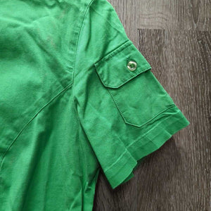 SS Show Shirt, attached button collar *vgc, folded edges, mnr stain?dirt, loose button threads