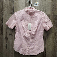 SS Show Shirt, attached button collar *gc, older, mnr stains, pits & seam puckers, mnr loose threads
