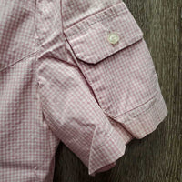 SS Show Shirt, attached button collar *gc, older, mnr stains, pits & seam puckers, mnr loose threads