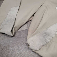 SIde Zip Breeches *gc, threads, older, rubbed off tag, stained seat, legs & knees, pilly edges, weak velcro, puckers
