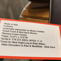 17" W *5.75" Equipe Performance Special Close Contact, 2 Billet Guards, Red Fleece Lined Equipe Cover, Calfskin, Small Front & Med Back Blocks, Memory Foam Panels, Flaps: 13.5"L x 13.5"W Serial #: 17N 273 20514 JPFES +1 +3
