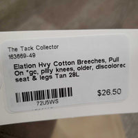 Hvy Cotton Breeches, Pull On *gc, pilly knees, older, discolored seat & legs