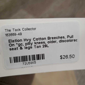 Hvy Cotton Breeches, Pull On *gc, pilly knees, older, discolored seat & legs