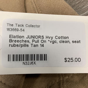 JUNIORS Hvy Cotton Breeches, Pull On *vgc, clean, seat rubs/pills