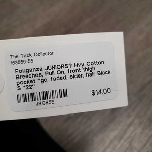 JUNIORS? Hvy Cotton Breeches, Pull On, front thigh pocket *gc, faded, older, hair