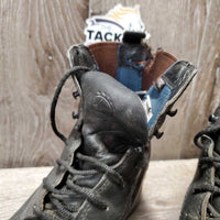 Pr Paddock Boots, laces *fair, torn elastic, twisted laces, dirt, faded, peeling, dents & scratches, undone stitching, older