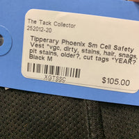 Sm Cell Safety Vest *vgc, dirty, stains, hair, snags, pit stains, older?, cut tags *YEAR?