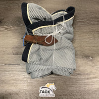 Nylon & Cotton Scrim Sheet, embroidered, tail *vgc, older, mnr dirt, hair
