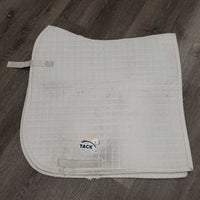 Double Back Quilt Fleece Dressage Saddle Pad *gc, stained, dingy, hair, pills, rubbed torn binding
