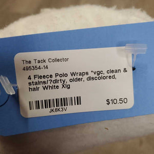 4 Fleece Polo Wraps *vgc, clean & stains/?dirty, older, discolored, hair