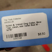 Nylon & Velvet Dog Collar, Bow *vgc, clean, mnr twist